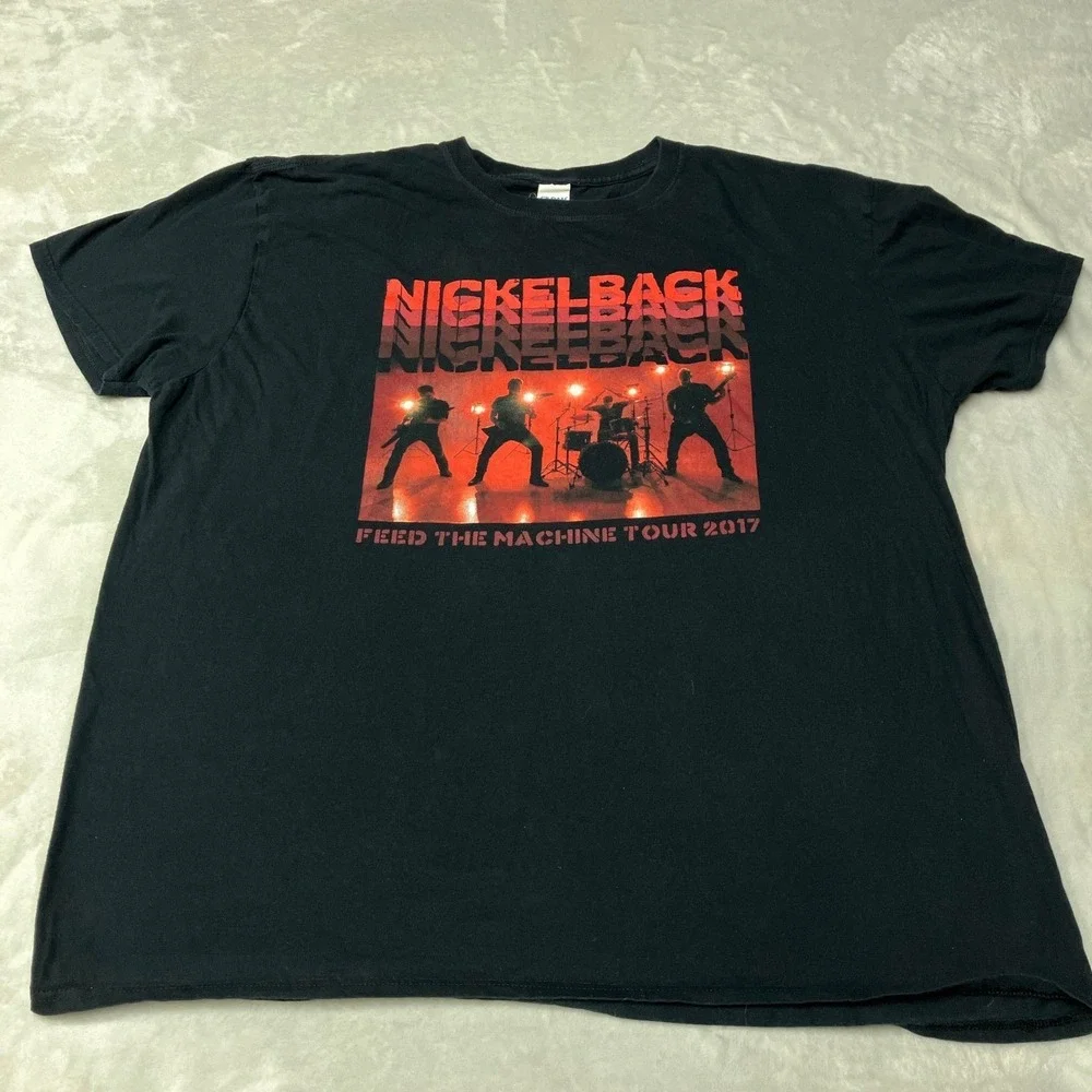 Nickelback Feed The Machine Tour 2017 T-Shirt Graphic Black Gildan Tee Mens 2XL